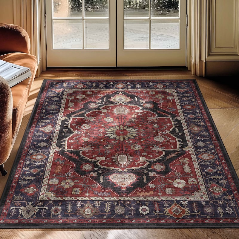 Well Woven Apollo Serapi Jaipur Vintage Medallion Flat-Weave Area Rug - 3'3" x 5' - Red