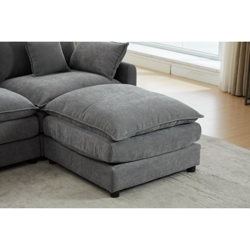 99" Chenille L-Shaped Sectional Sofa with Ottoman and 3 Seater