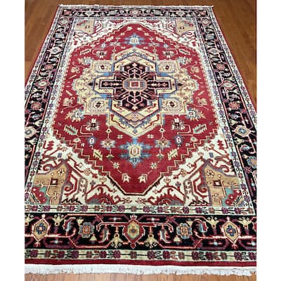 HERAT ORIENTAL Handmade Indo Heriz Wool Rug - 6'1" x 9'3"