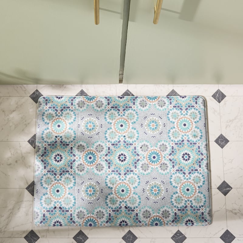 SAFAVIEH Kitchen Mat Soley Non-Slip PVC Kitchen Floor Area Rug - Grey/Blue - 1'6" x 2'