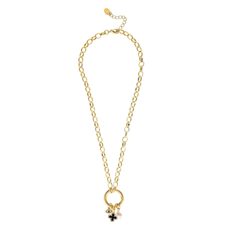 Polished Link Onyx Charm Necklace