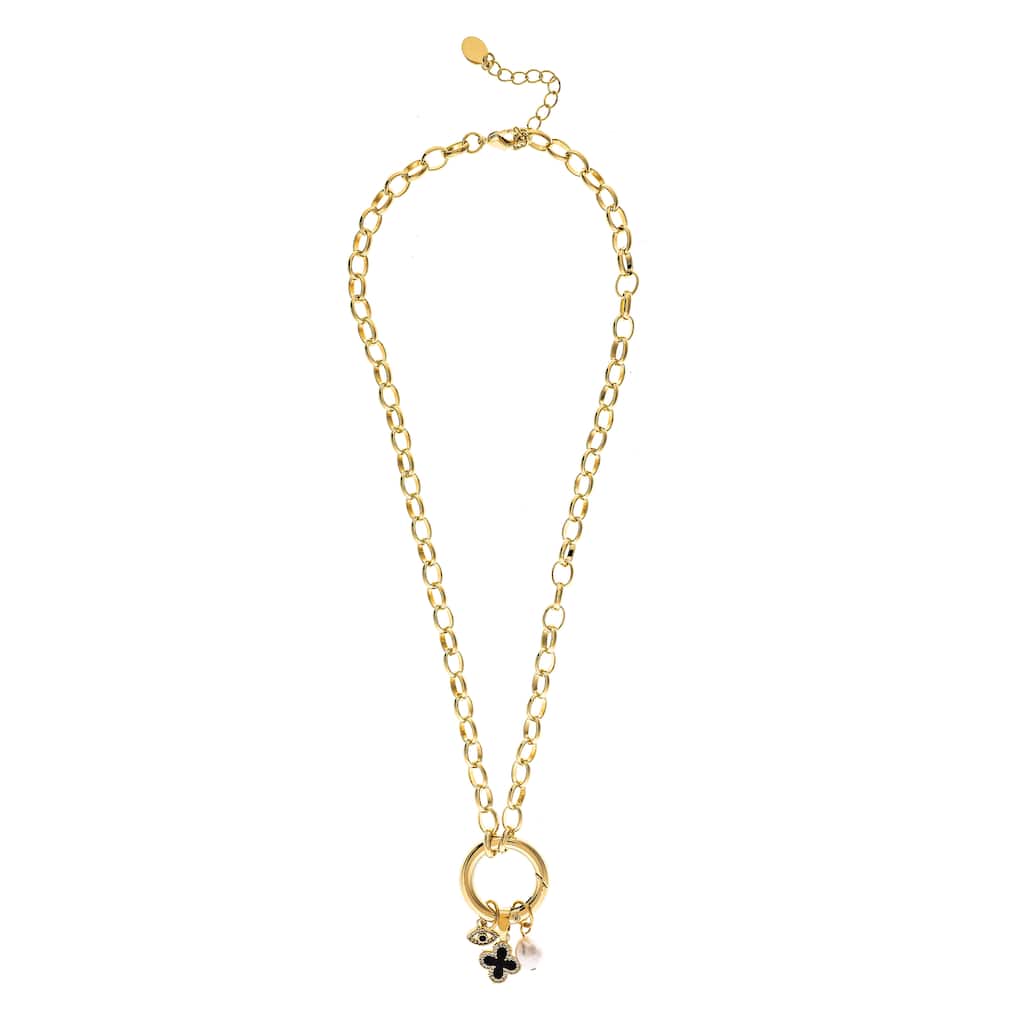 Polished Link Onyx Charm Necklace
