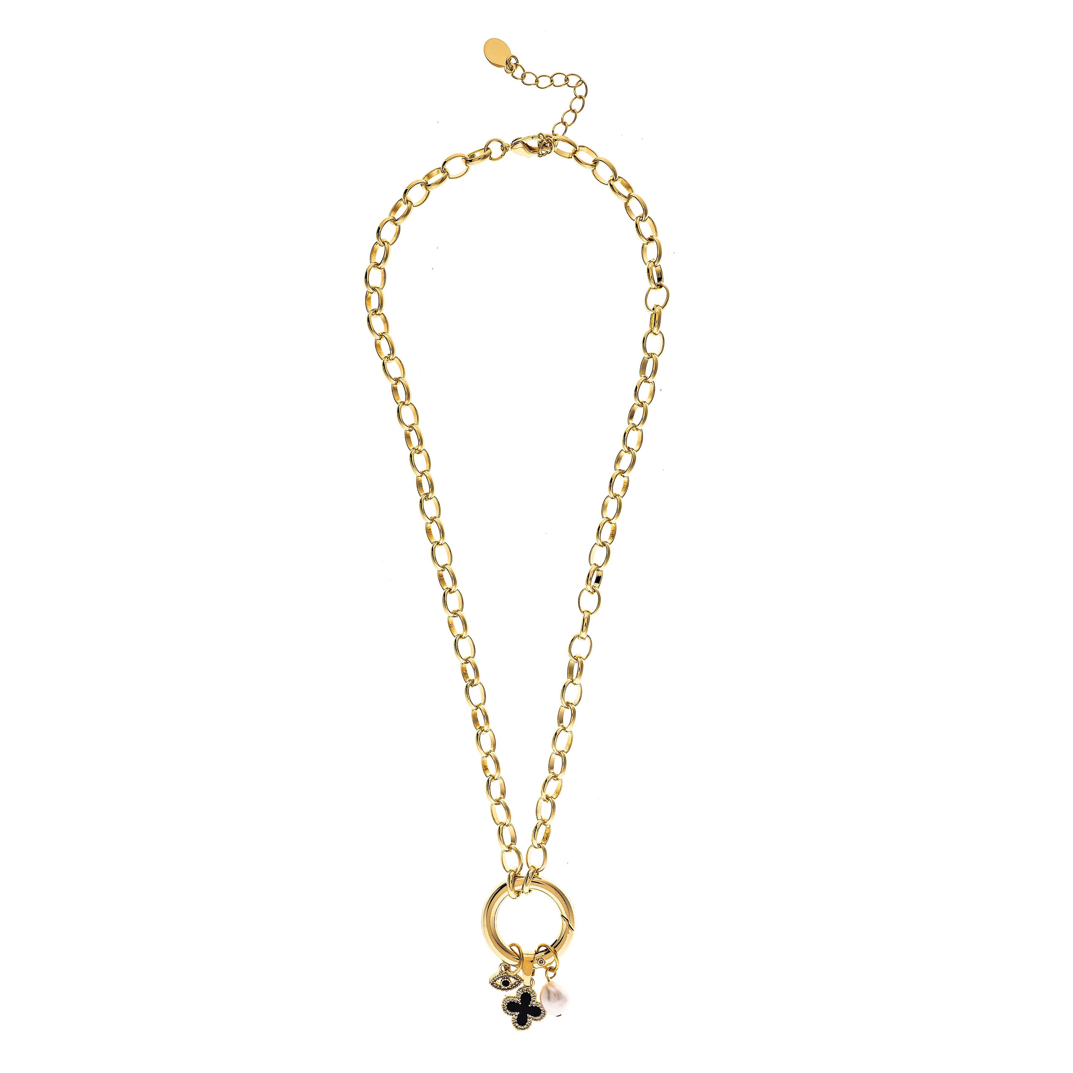 Rivka Friedman 18K Gold Plated Onyx Charm Necklace