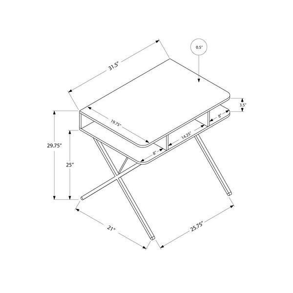 31 Inch White Computer Desk with 3 Shelves and Grey Metal Frame - Bed ...
