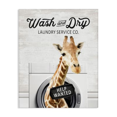 Stupell Wash & Dry Laundry Giraffe Canvas Wall Art Design By Lettered and Lined