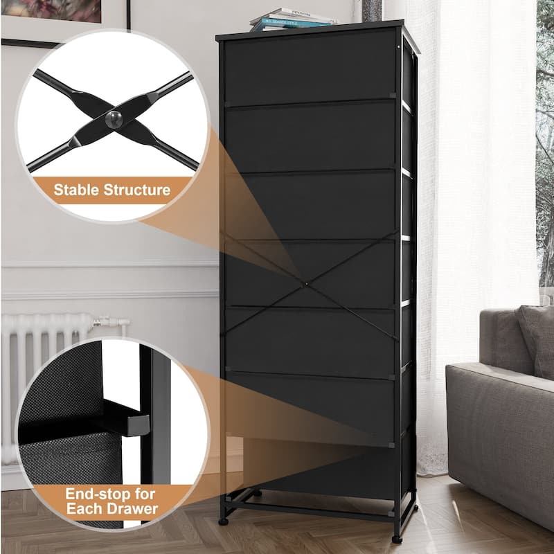 Slim Tall Vertical 7-Drawer Chest Dresser Closet Storage Organizer Unit for Bedroom