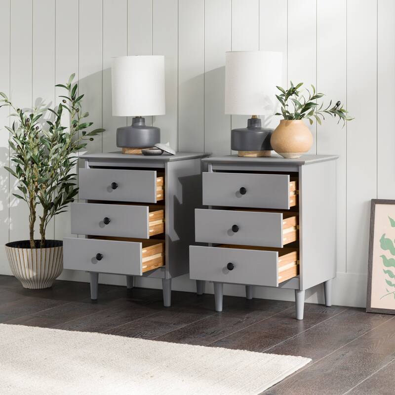 Middlebrook Bullrushes Solid Wood 3-Drawer Nightstand, Set of 2