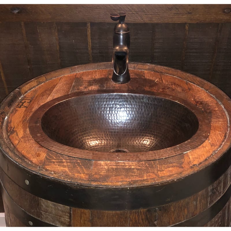 Rustic 16" Oval Copper Bathroom Sink by SimplyCopper - 16" x 12" x 4.5"