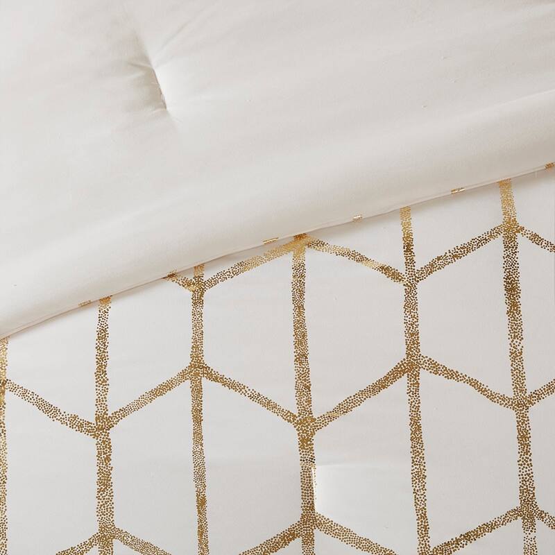 GDF Studio - Raina Metallic Printed Comforter Set with Decorative Pillows