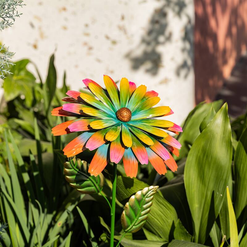 Glitzhome 41"H Garden Metal Flower Yardstake