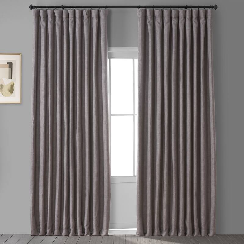 Exclusive Fabrics Faux Linen Extra Wide Room Darkening Curtain Panel - 100 X 84 - Mink