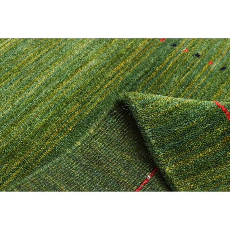 ECARPETGALLERY Hand Loomed Kashkuli Gabbeh Green Wool Rug - 2'7 x 7'10