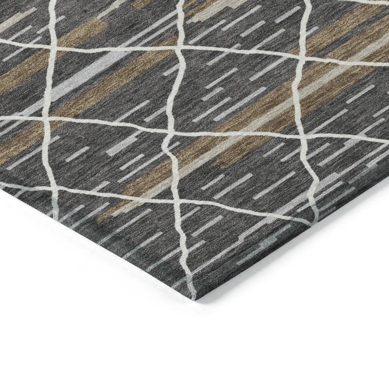 HomeRoots Striped Modern Rectangle Outdoor Rug