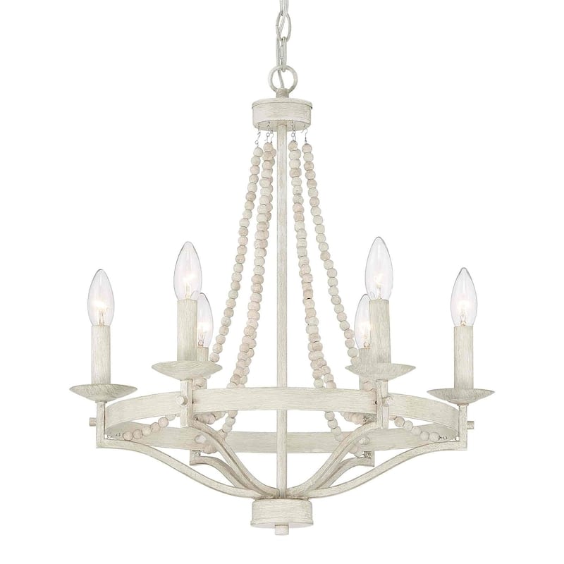 Cauhu 6-light Farmhouse Coastal Beaded Chandelier for Entryway - 20'' D