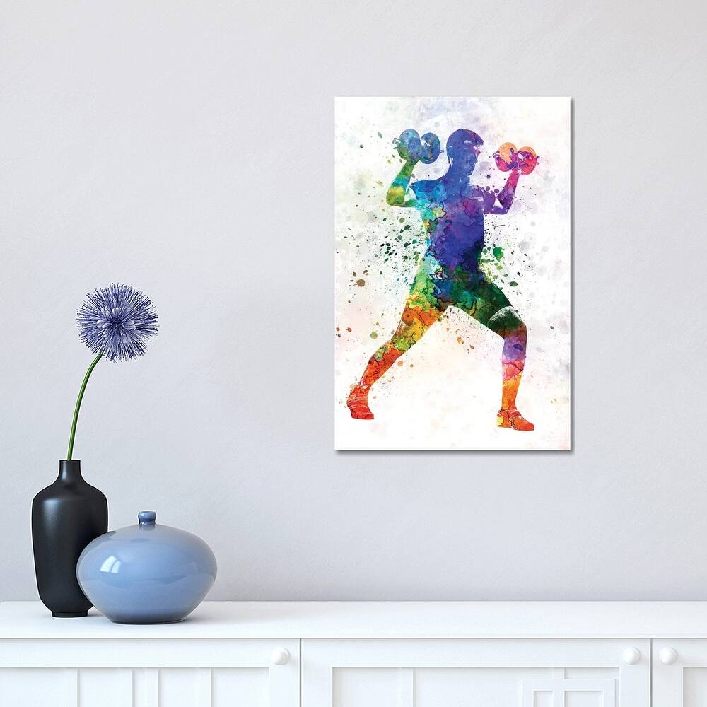 iCanvas "Man Exercising Weight Training" by Paul Rommer Canvas Print