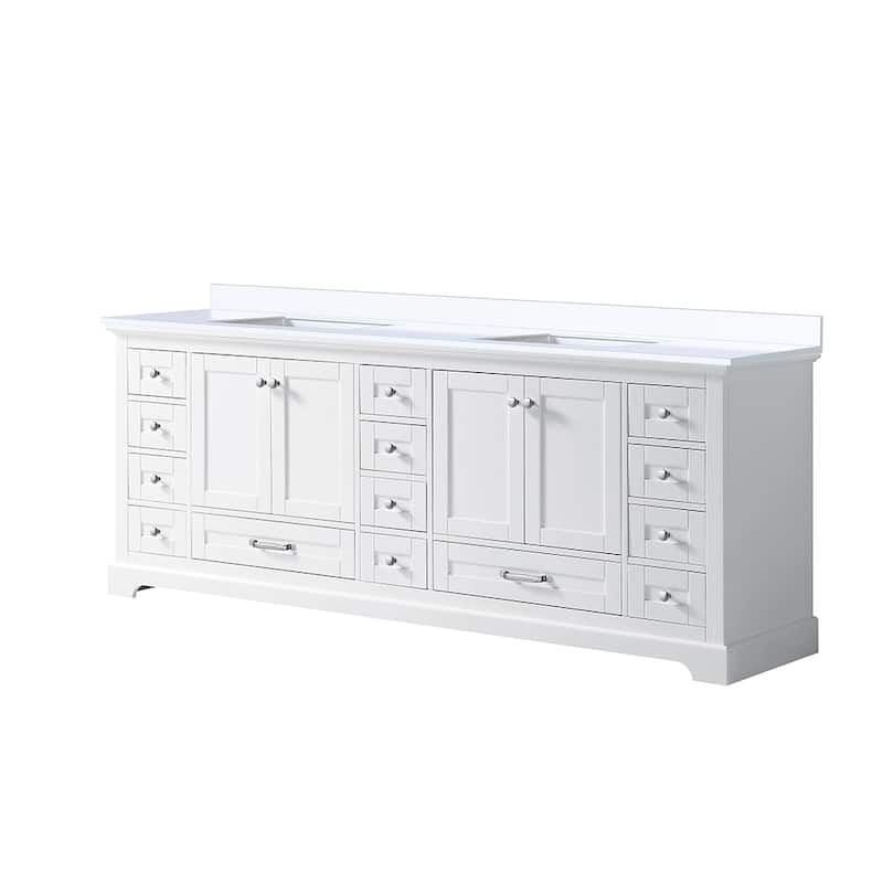 Dukes 84 in. W x 22 in. D White Double Bath Vanity and White Quartz Top