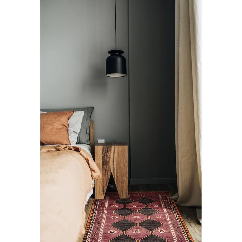 ECARPETGALLERY Hand-knotted Melis Dark Magenta Wool Rug - 4'10 x 9'5