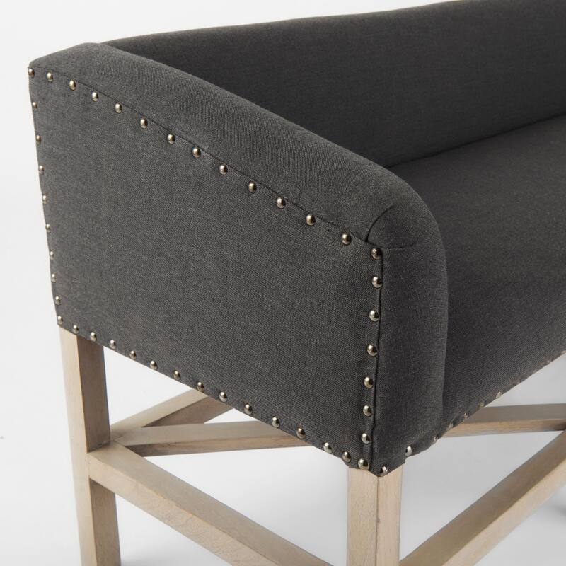 Bergen 60x25 Beige Fabric Covered Seat and Light Brown Wooden Frame Accent Bench - 60.0L x 19.0W x 25.5H