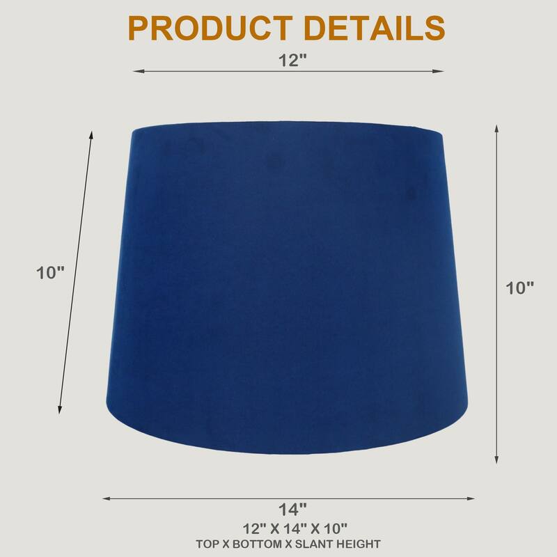 Suede Hardback Lamp Shade, 12" Top, 14" Bottom, 10" Slant