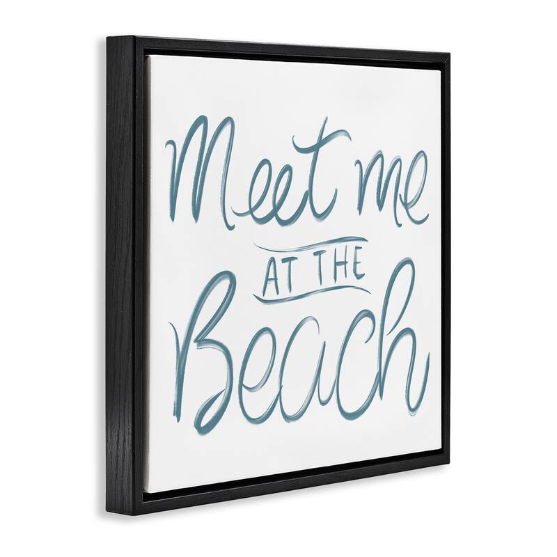 Stupell Minimal Meet At Beach Framed Floater Canvas Wall Art Design By SunDance Group