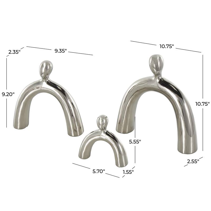 Silver or Gold Ceramic Abstract Arched Family Decorative Sculpture (Set of 3)