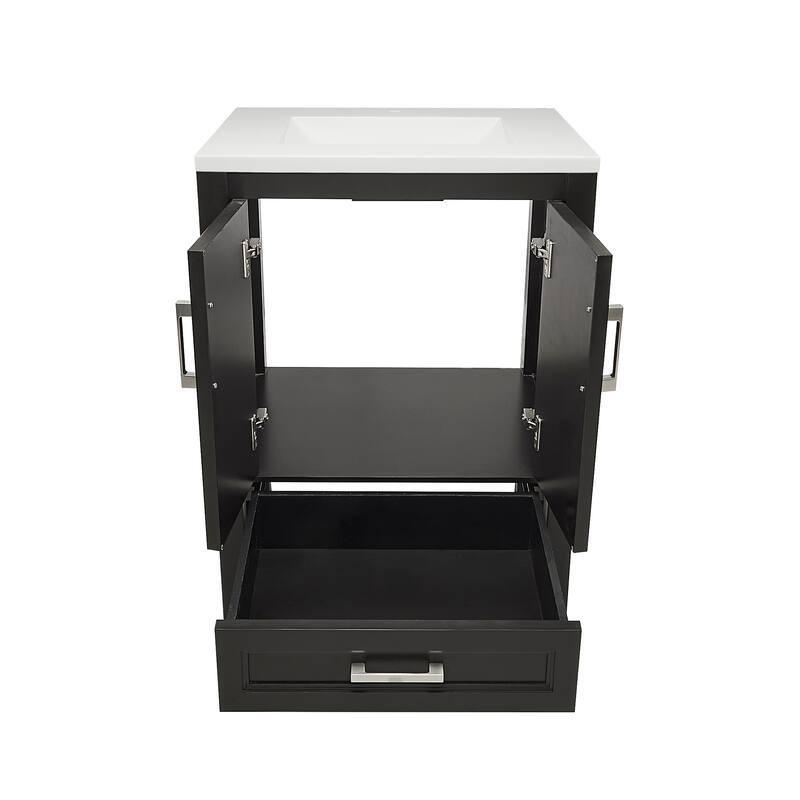 Nevado 25 in. W x 19 in. D x 36 in. H Bath Vanity in with White Cultured Marble Top Single Hole