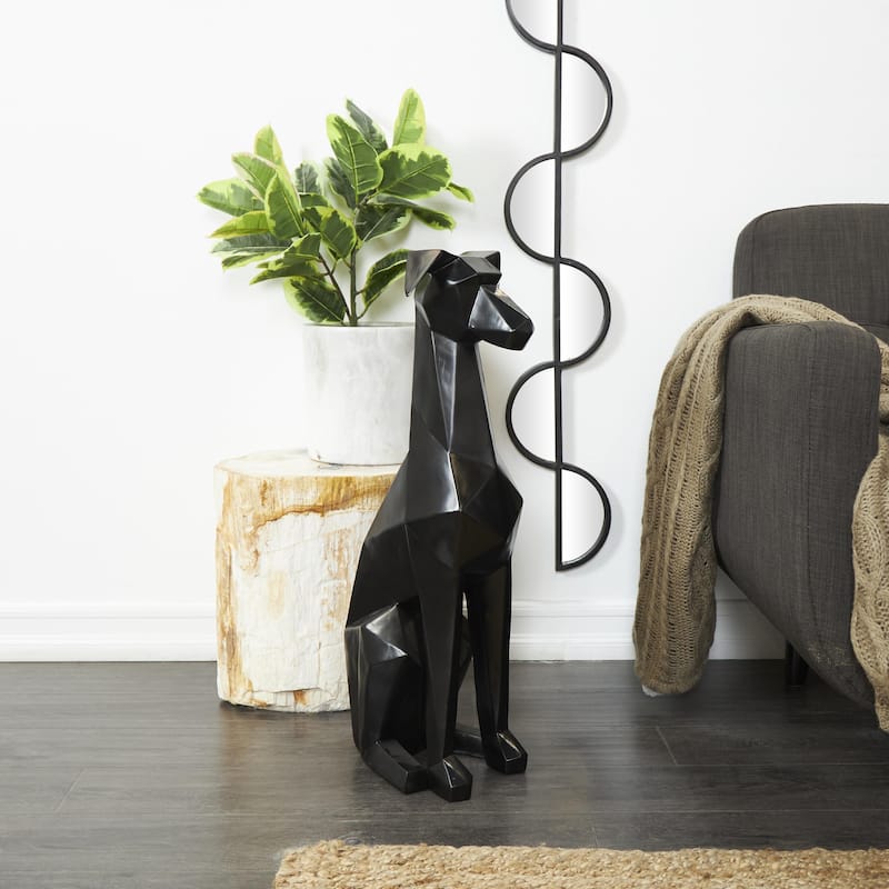 Polystone Dog Cubist Decorative Sculpture - Black, Gold, Silver - Roche River Decor