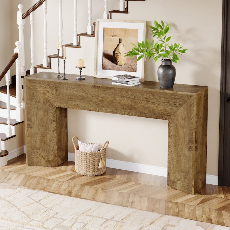 63 Inches Long Black Console Table for Entryway Living Room - 63" W x 11.8" D x 32.3" H