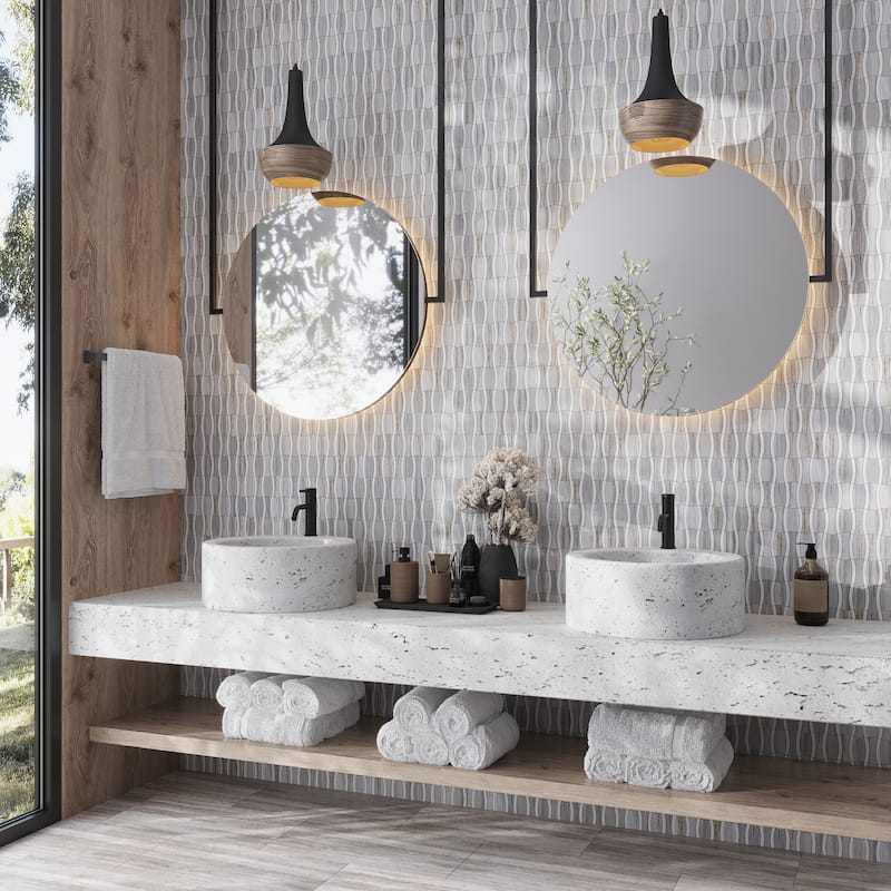 Mirage 12x12 Warm Beige White Marble Mosaic Floral Wall and Floor Tile (5.04 sq ft/case) - 5 Pack