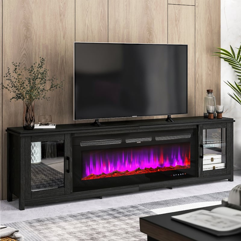 80" Fireplace TV Stand, Entertainment Center with 50" Electric Fireplace