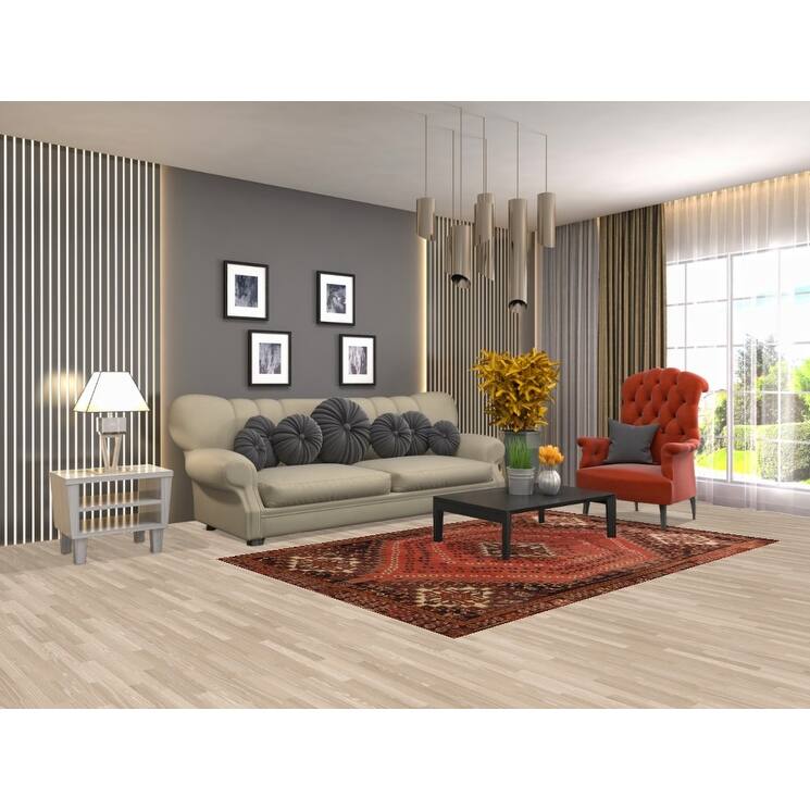 Tribal Orange Shiraz Persian Vintage Rug Handmade Wool Carpet - 4'11"x 7'9"