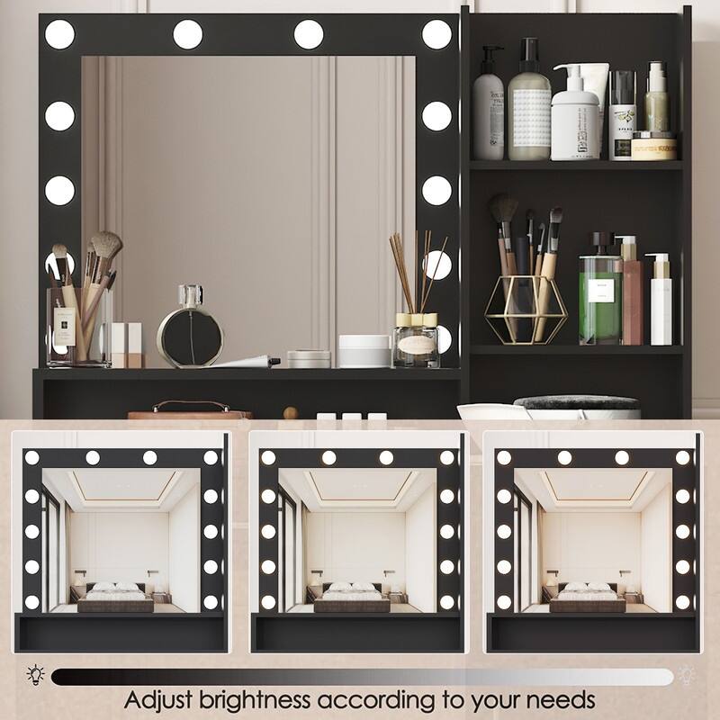 Vanity Dresser with Mirror Set Storage Drawers Luxury Furniture