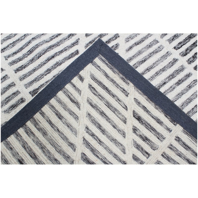 Handmade Corinth Collection Ivory/Charcoal Wool Area Rug
