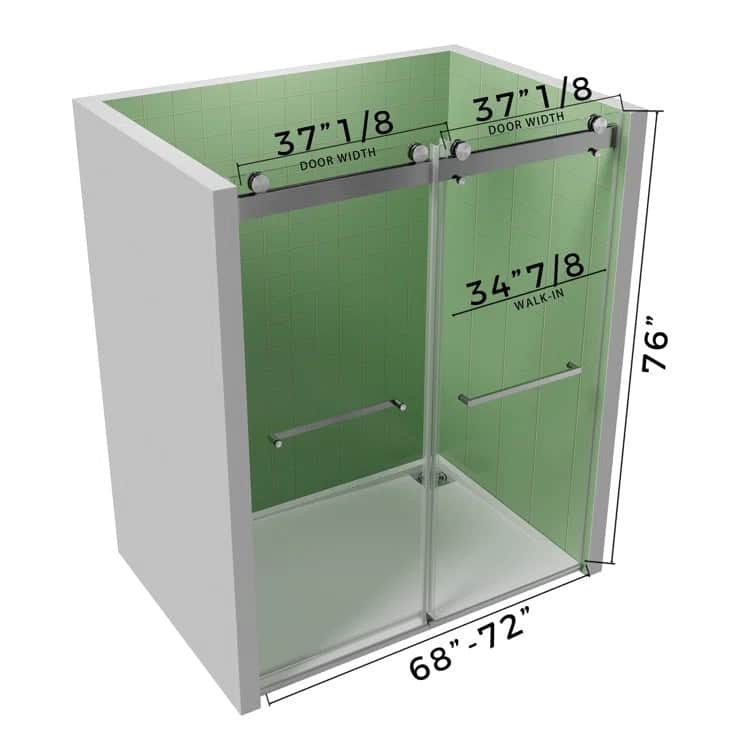 48/60/72 inch Double Sliding Frameless Shower Door