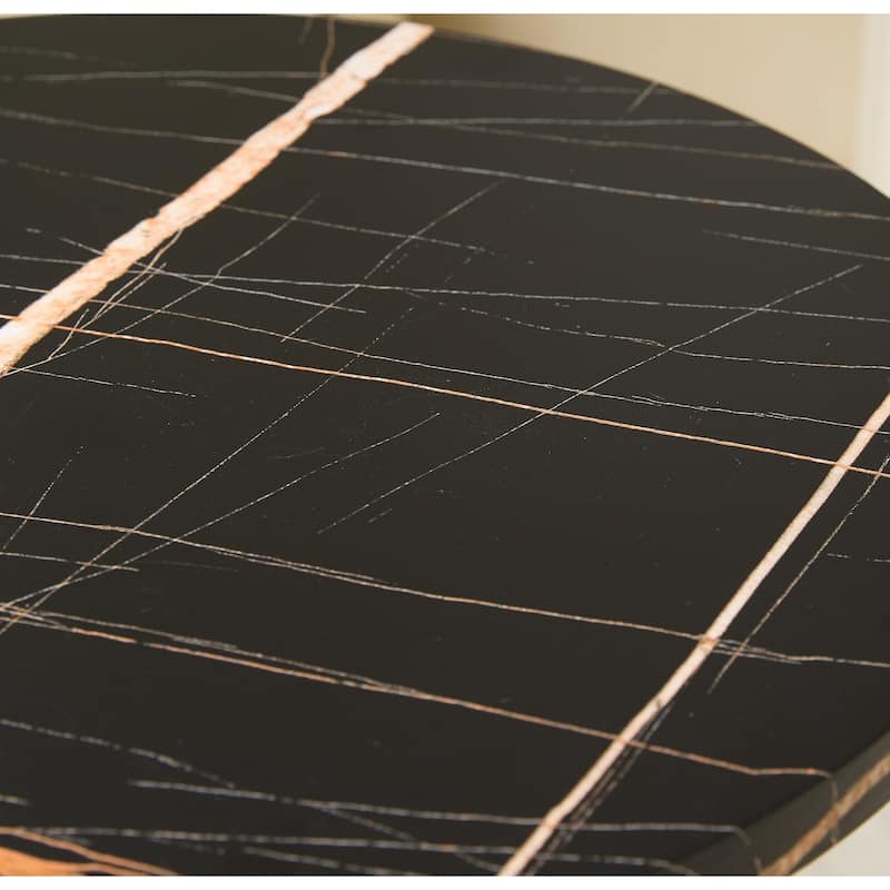 Brody Collection Gold Metal C-Shaped Wood Side Table