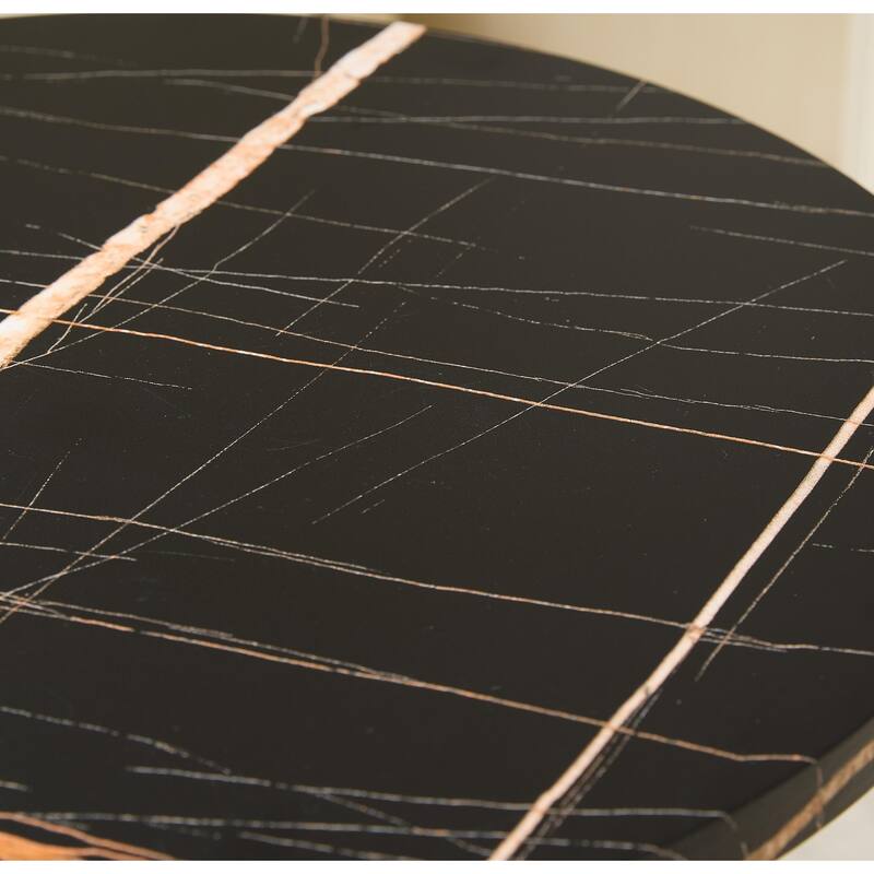 Rouge Collection Gold Metal Faux Marble 2-Tier Oval Side Table