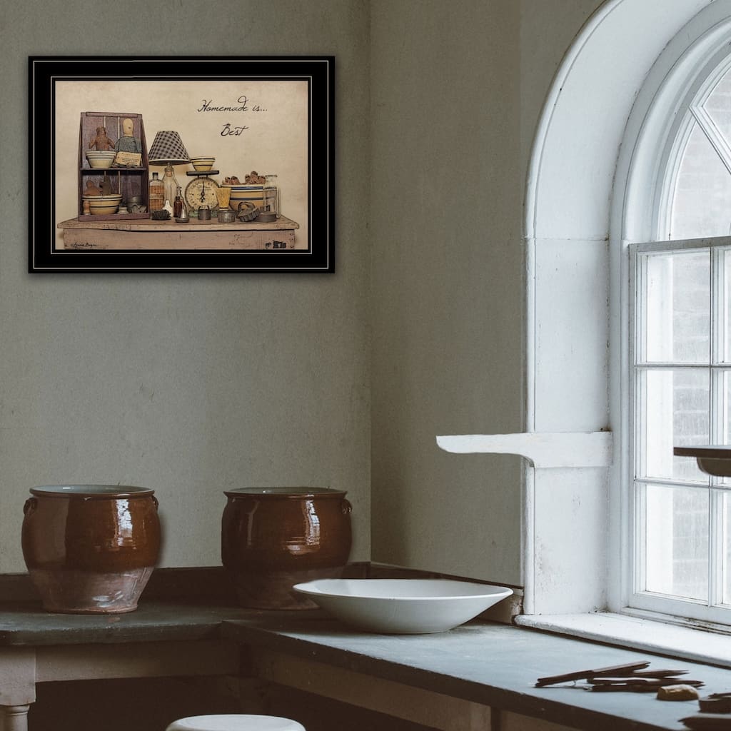 TrendyDecor4U Farmhouse "Homemade is Best" Framed Print Wall Art by Susie Boyer - Rustic