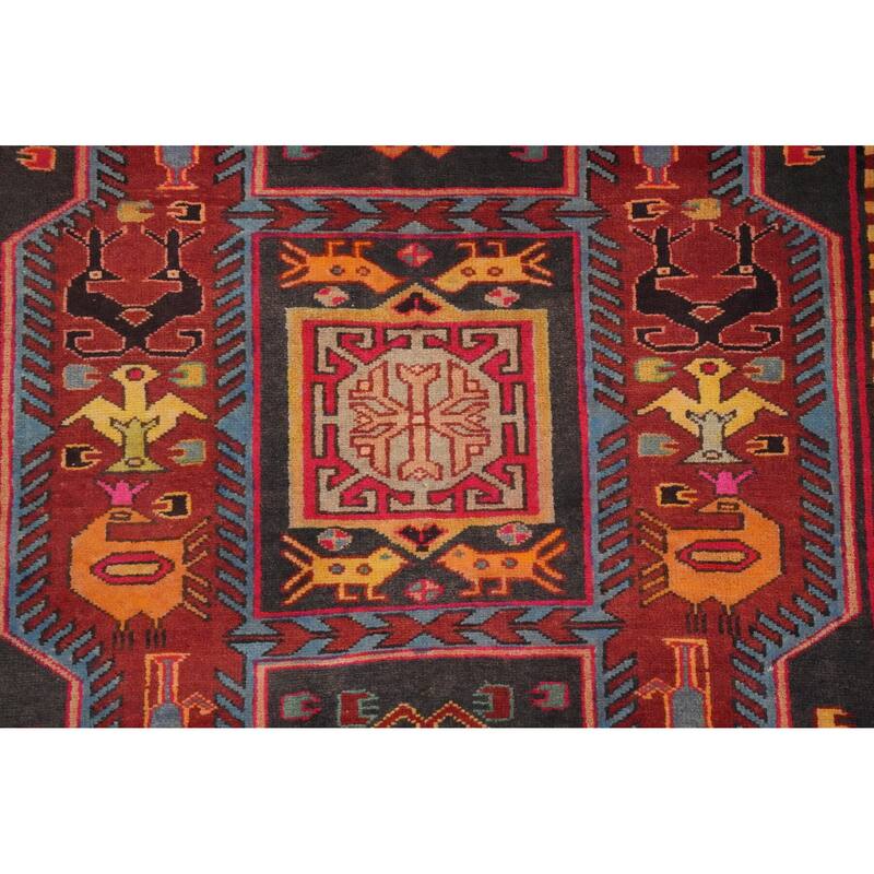 Hand Knotted Oriental 100% Wool Carpet Traditional Tribal Greys & Charcoal Ardebil Runner Rug - 11' 2'' X 3' 8''