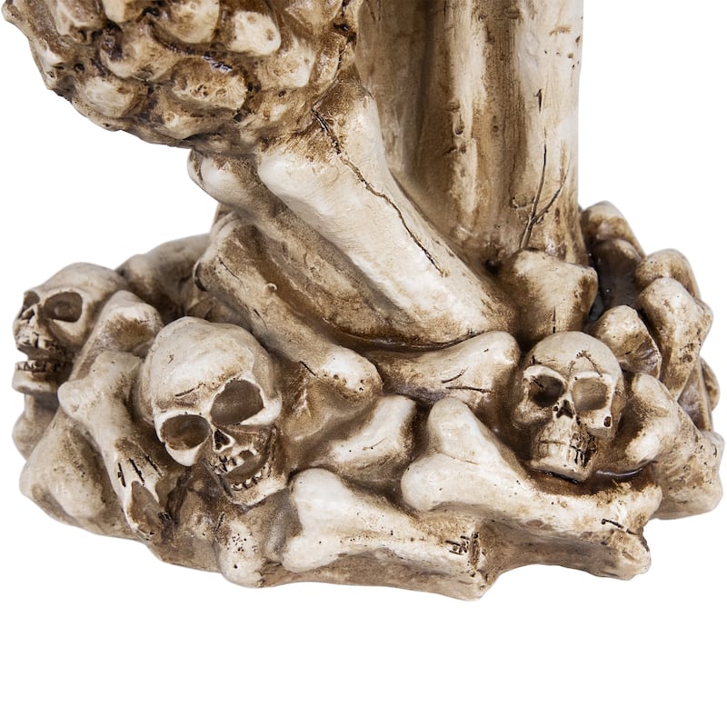 Triple Skulls and Bones Halloween Tea Light Candle Holder - 12"
