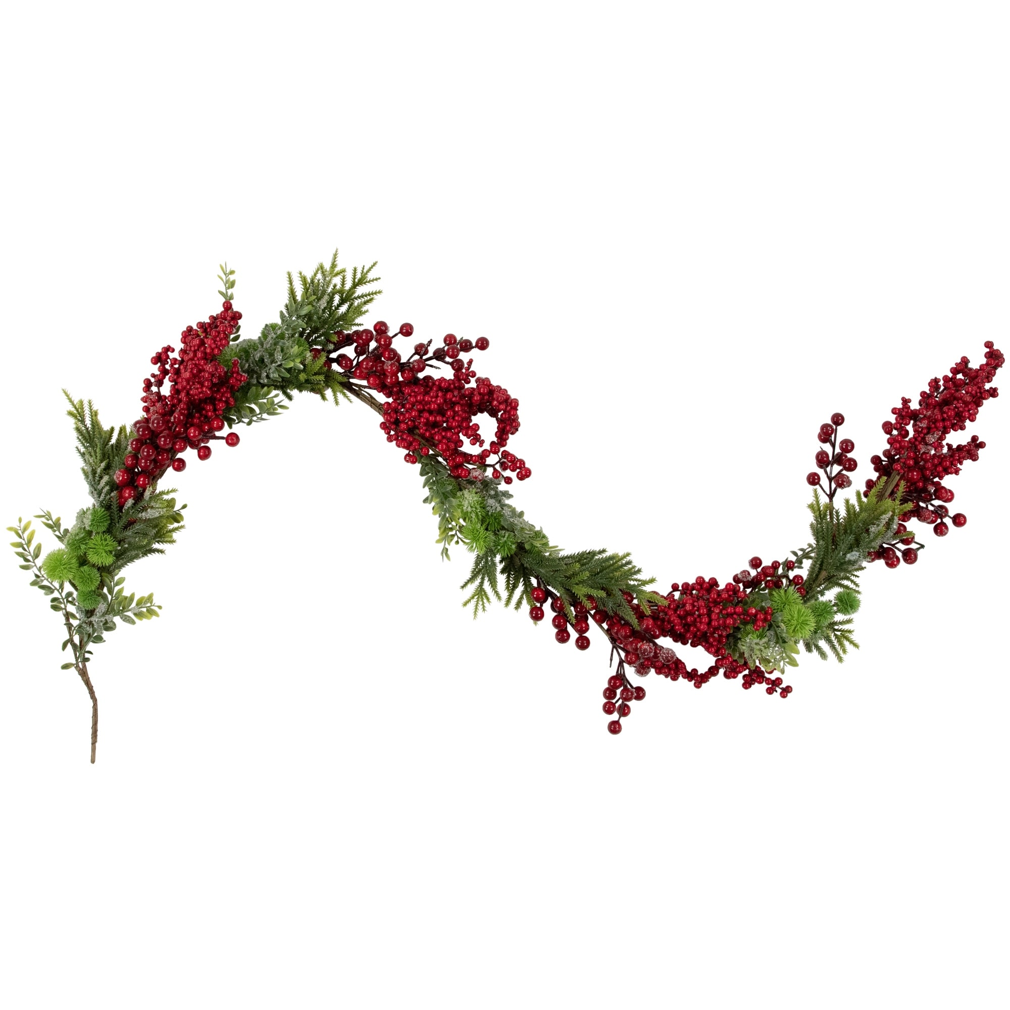 5' x 12" Red Berry and Frosted Pine Christmas Garland - Unlit - 5' x 12"