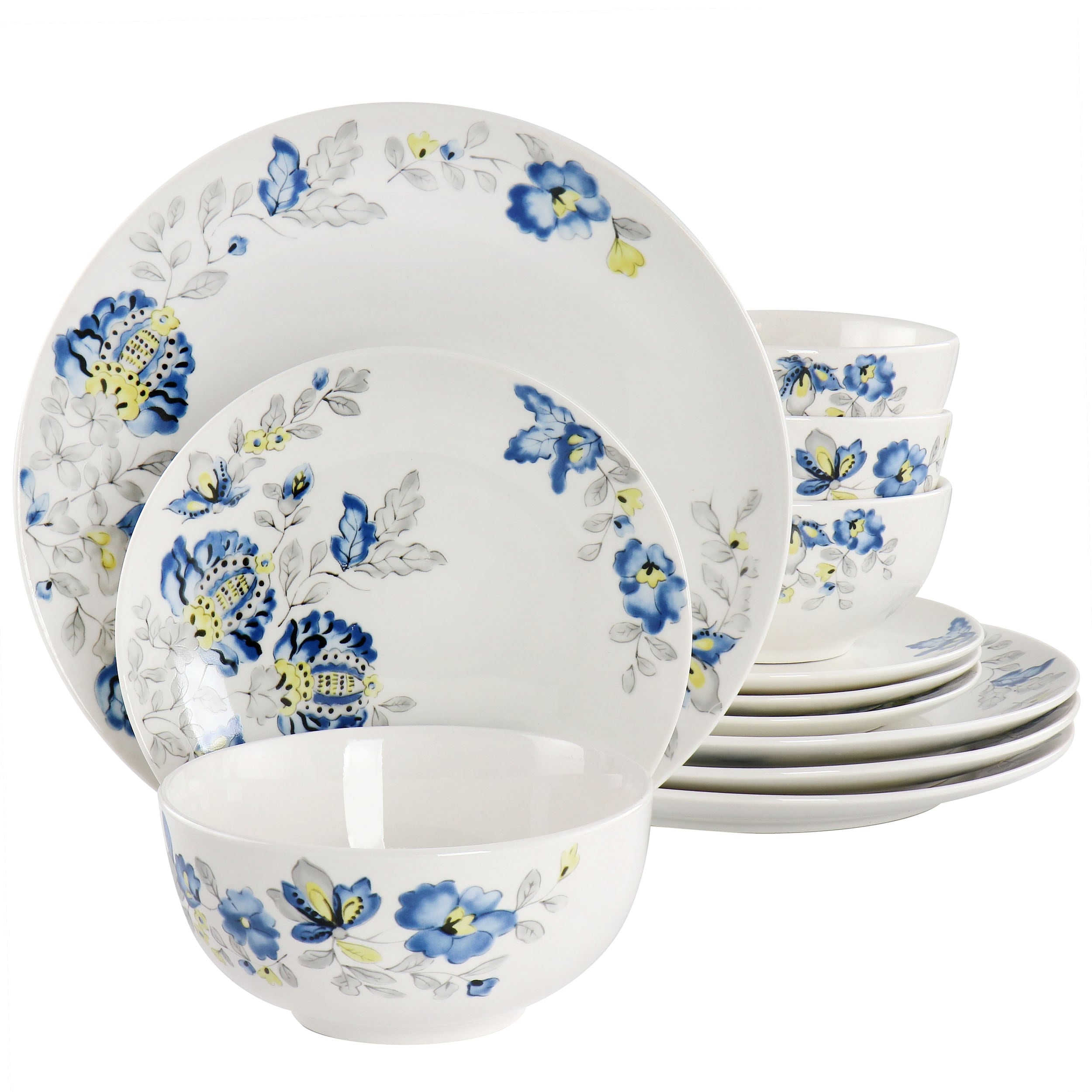 Gibson Our Table Simply White Fine Ceramic 6 Piece Square Cup and Saucer  Set in White