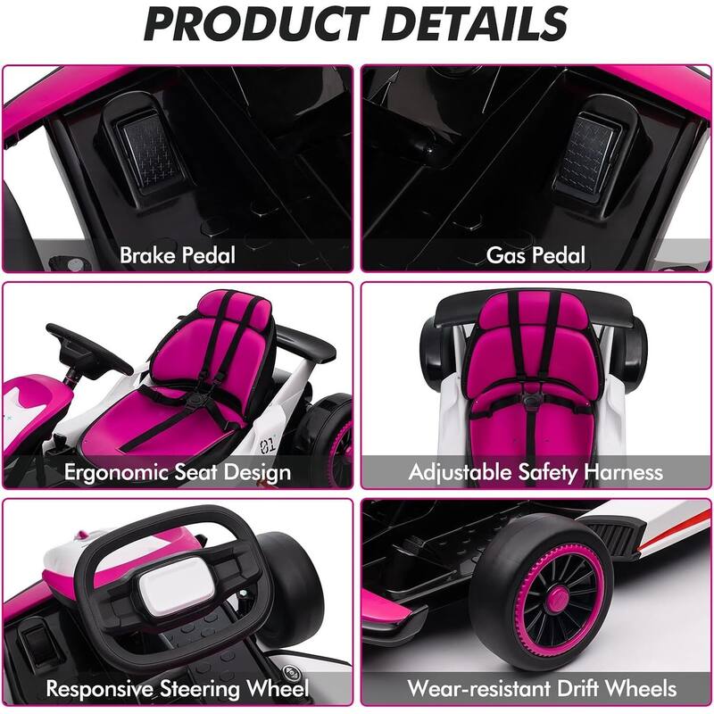 24V Electric Drift Go Kart for Kids 6-12 Best Gift