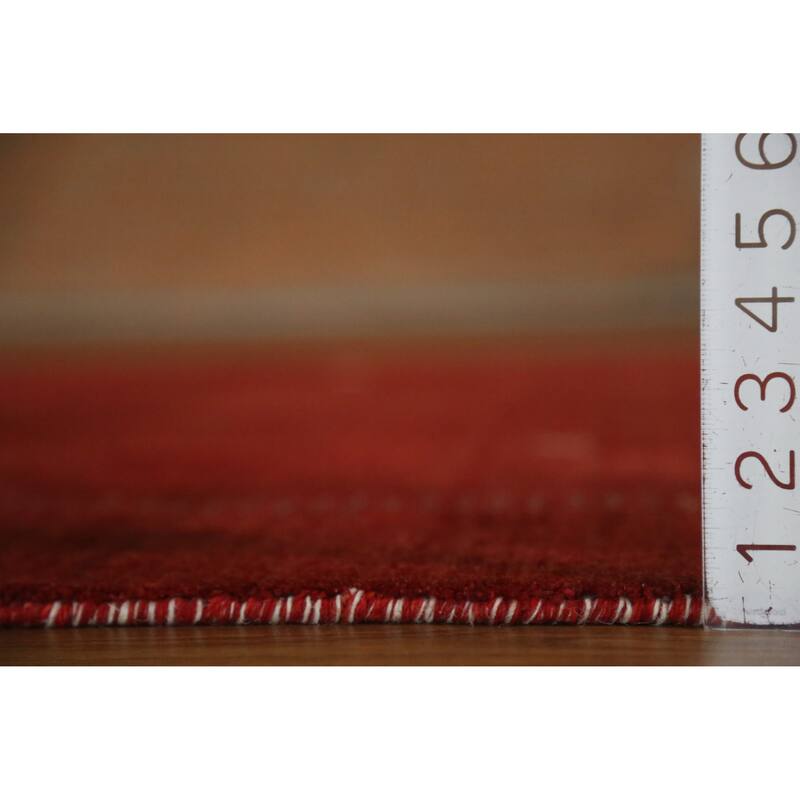 Hand Knotted Oriental 100% Wool Carpet Tribal Tribal Red Gabbeh Area Rug - 9' 9'' X 6' 9''