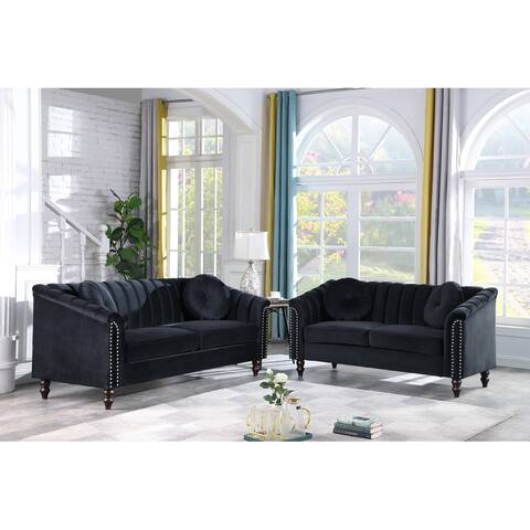 Black Microfiber 3-Piece Living Room Sofa & Loveseat,Chair(4902)