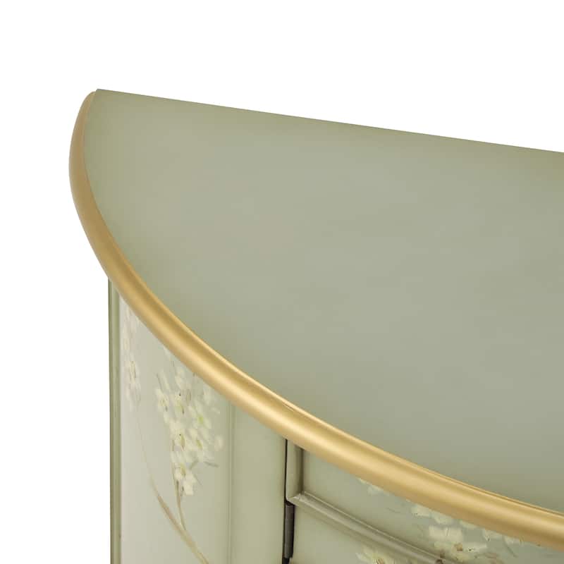 Christopher Knight Home - Maribelle Vintage Hand-Painted Half Moon Accent Cabinet with Floral Design and Gold Trim