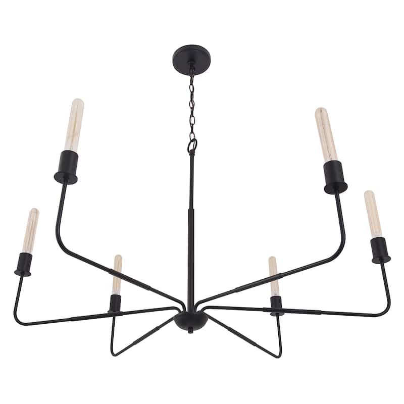 Radiant 6 Light Modern Farmhouse Chandelier - Black - 42"D x 42"W x 79"H