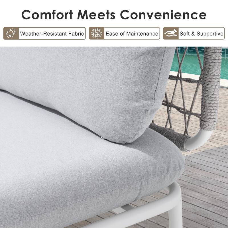 Outdoor Cushioned Sectional Sofa Chat Set Patio Conversation Seating Set