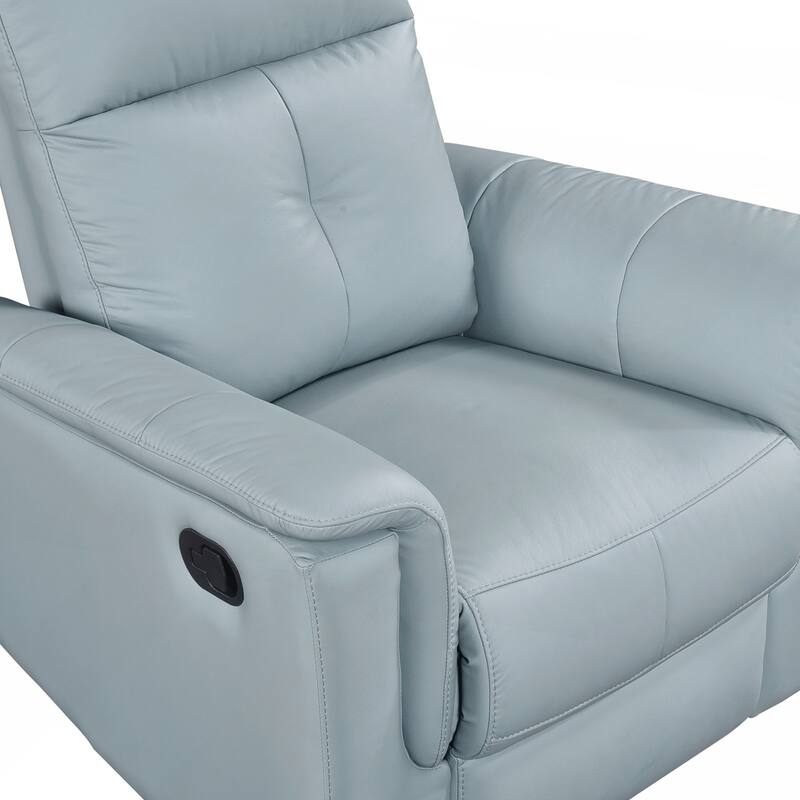 Silver Color Leather Upholstered Reclining Chair
