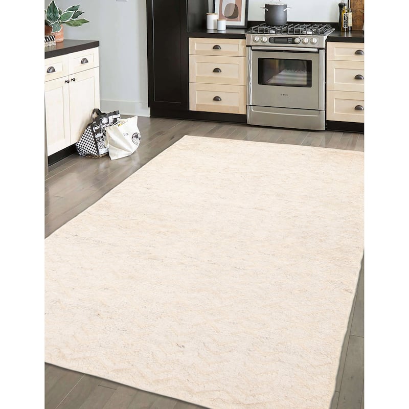 ECARPETGALLERY Hand-knotted Tangier Cream Wool Rug - 3'0 x 4'10