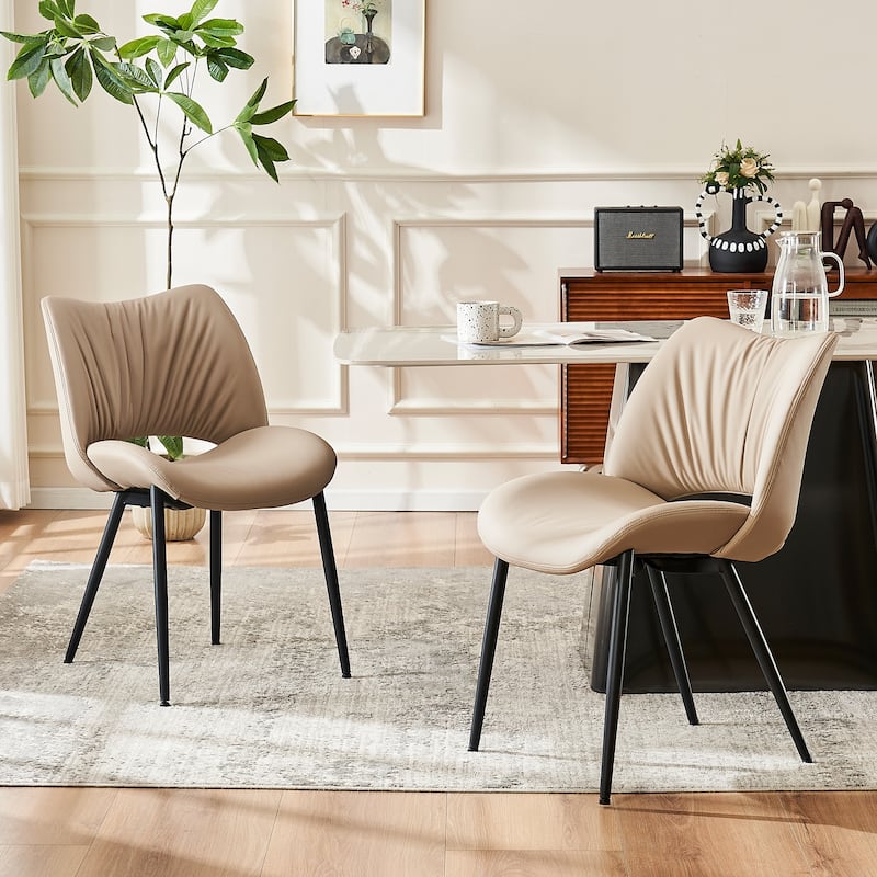 Modern Dining Kitchen Chairs Set of 2 Loads up to 300lbs - Khaki